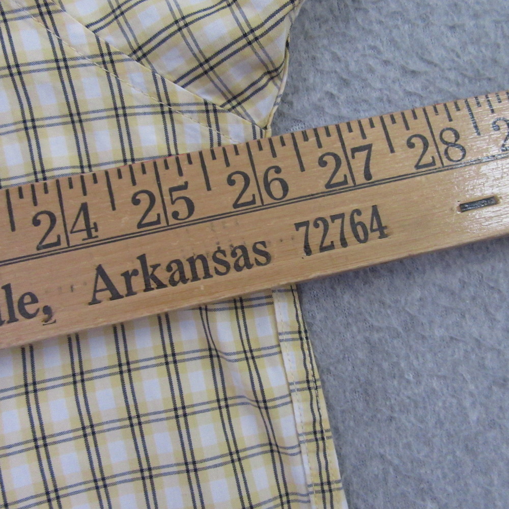 Eddie Bauer Mens Button Down Shirt L Yellow Plaid Long Sleeve 100% Cotton - Picture 6 of 9